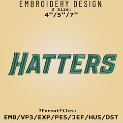 stetson hatters ncaa logo, ncaa embroidery design, stetson hatters, embroidery files, machine embroider pattern