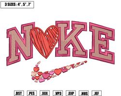 Nike Heart Embroidery Designs, Machine Embroidery Files, Nike Valentine Embroidery Files