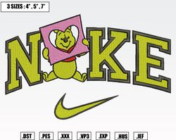 nike winnie the pooh valentine's day embroidery designs, machine embroidery files, nike valentine embroidery files