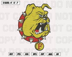 ferris state bulldogs logo embroidery design,ncaa embroidery designs,ncaa machine embroidery pattern,instant download