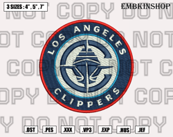 los angeles clippers logo embroidery design file, nba teams embroidery designs, instant download