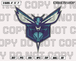 charlotte hornets logo embroidery design file, nba teams embroidery designs, instant download