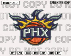 phoenix suns logos embroidery design file, nba teams embroidery designs, instant download