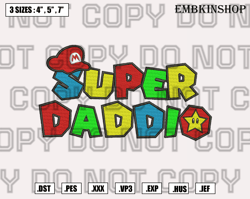 super daddio embroidery design, cartoon game dad embroidery,fathers day design, daddio family embroidery
