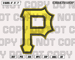 pittsburgh pirates cap logo embroidery designs,mlb logo embroidery design,mlb machine embroidery pattern