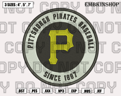 pittsburgh pirates alternate logo embroidery designs,mlb logo embroidery design,mlb machine embroidery pattern