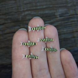 miniature black-banded leporinus 5 pcs, tiny fish for diorama, resin art or dollhouse aquarium