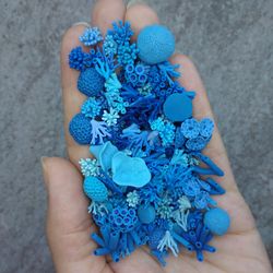 set of miniature corals shades of blue, tiny corals for diorama, resin art, display or dollhouse aquarium
