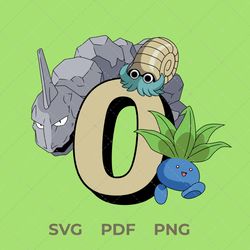 pokemon svg, letter o, onix pokemon, omanyte pokemon, oddish pokemon, digital image, vector image, pokemon pdf