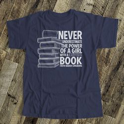 ruth bader ginsburg shirt | never underestimate the power of a girl with a book dark tshirt | ruth bader ginsburg quote