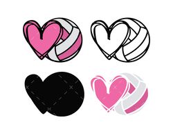 volleyball with heart svg, png, pdf, volleyball svg, layered svg design