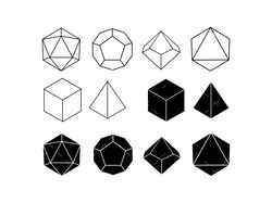 polyhedral dice set svg, pdf, png, dice bundle svg, d4, d6, d8, d10, d12, d20