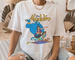 disney aladdin vintage group shot logo t-shirt, magic kingdom, family matching tee disneyland trip gift unisex adult t-s