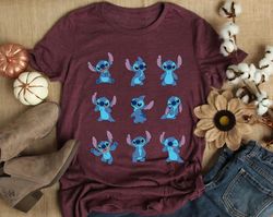 disney many moods of stitch t-shirt, lilo and stitch shirt, family matching tee disneyland trip gift unisex adult t-shir