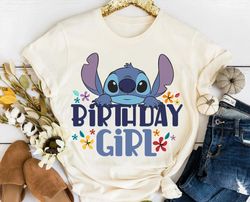 retro disney lilo and stitch birthday girl t-shirt, stitch birthday shirt, disneyland family matching tee, animal kingdo