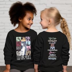 kid taylor eras tour shirt 2 sides, youth taylor merch, swiftie youth sweatshirt, the eras tour kid youth crewneck, yout