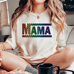 checkered mama graphic tee, comfort colors checkered shirt