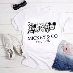 mickey & co 1928 shirt, retro vintage disney shirt, retro mickey and co, disneyworld shirts ,family mickey and friends s