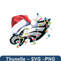 eagles with santa hat and christmas light svg