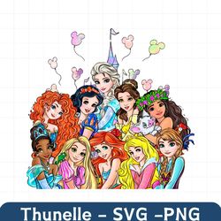 retro disney princess castle balloons png