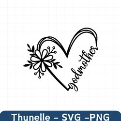 godmother flower heart - instant digital download - svg, png, dxf, and eps files included! gift idea, mother's day, flor