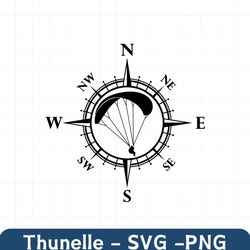 paragliding svg compass - paraglide svg, parachute svg, silhouette, sky diver svg,