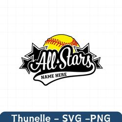 all stars svg, softball svg, template, emblem, softball team, stitching, c