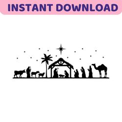 nativity scene svg, nativity svg, png, eps, dxf, jpg instant digital download