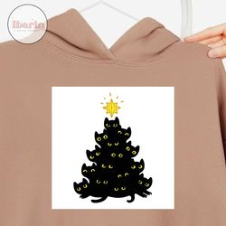 black cats christmas tree svg, christmas svg, xmas svg, funny christmas svg, christmas tree, cats christmas tree, christ