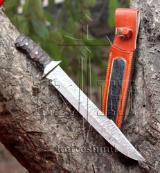 premium 21-inch damascus steel hunting knife with wangi handle - handcrafted excellence for outdoor enthusiasts