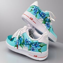 custom shoes air force 1, unisex white black customization buty sneakers, casual shoes, personalized gift, flowers bbc 1