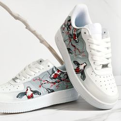 custom shoes, fish, sneakers air force 1, luxury, sexy, white, black, customization shoes, personalized gift, bbc 1 af1