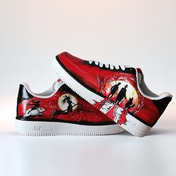 custom unisex shoes air force, luxury gift, white black red, customization sneakers bulgakov art, personalized gift, af1