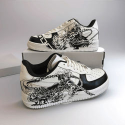 custom man shoes air force 1, luxury, sexy, white sneakers, customization shoes, personalized gift, ghost rider design