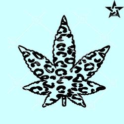 leopard print weed leaf svg, weed leef svg, leopard print pattern svg