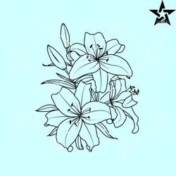 lily flowers svg, lily svg, lily flower clipart svg, flower clipart svg, hand drawn lily svg
