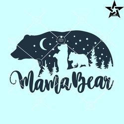 mama bear and two cubs svg, mother of two svg, mama bear svg for cricut