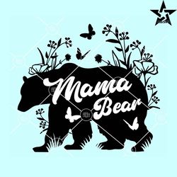 mama bear with flowers svg, mama bear svg, floral mama bear svg