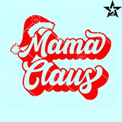 mama claus with santa hat svg, mama claus svg, retro mama claus svg, santa hat svg