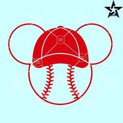 mickey mouse baseball svg, baseball mickey ears svg, mickey head baseball svg