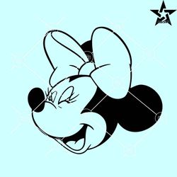 minnie mouse winking svg, happy minnie mouse svg, minnie mouse head svg