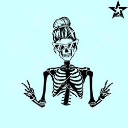 Mom Skeleton SVG, Mom skull svg, messy bun svg, mom life svg