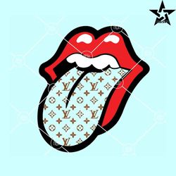 rolling lips with louis vuitton pattern svg, rolling lips lv pattern svg, louis vuitton pattern svg