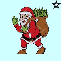 santa claus with cannabis svg, santa carrying bag of weed svg, christmas marijuana svg