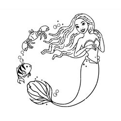 Black Ariel Princess Svg, Flounder Sebastian Svg, Mermaid