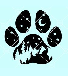 adventure dog paw print svg, adventure svg, dog and camping svg, paw print and mountain svg