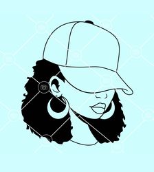 african american cap svg, black woman with baseball cap svg, afro smirk cap svg