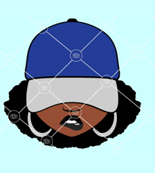 afro lip bite svg, woman low cap svg, african american hat low svg