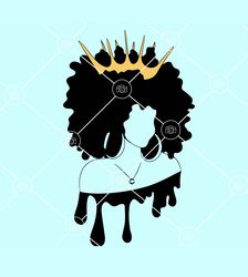 afro queen with crown svg, black queen crown woman svg, black woman svg