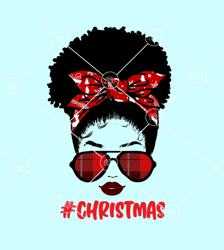 afro woman christmas bandana svg, afro woman christmas svg, afro hair christmas svg